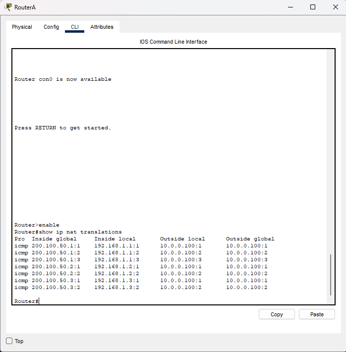 Output show ip nat translations con NAT dinamico