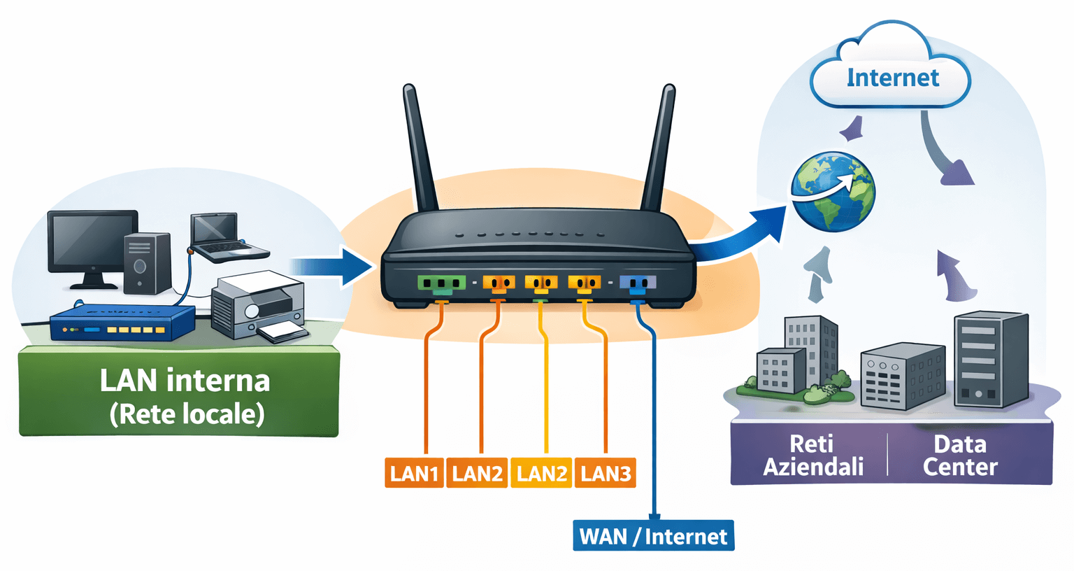 Interfacce del router e reti collegate