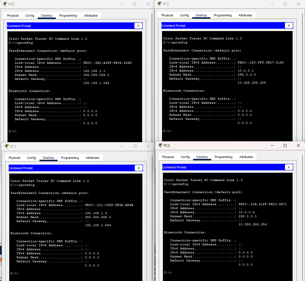 Configurazione IP host