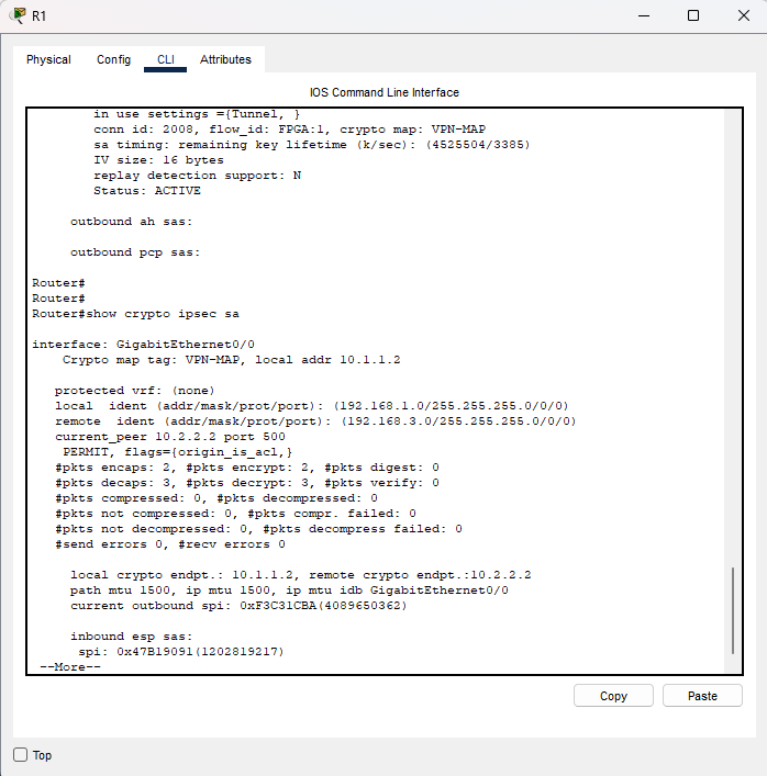 Contatori IPsec invariati dopo ping LAN1-LAN2
